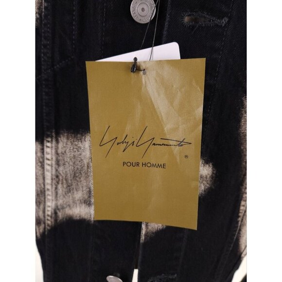 Yohji Yamamoto Pour Homme Washed Denim Jacket Mens 3 M Black He-Y07-534-1 - Picture 13 of 14